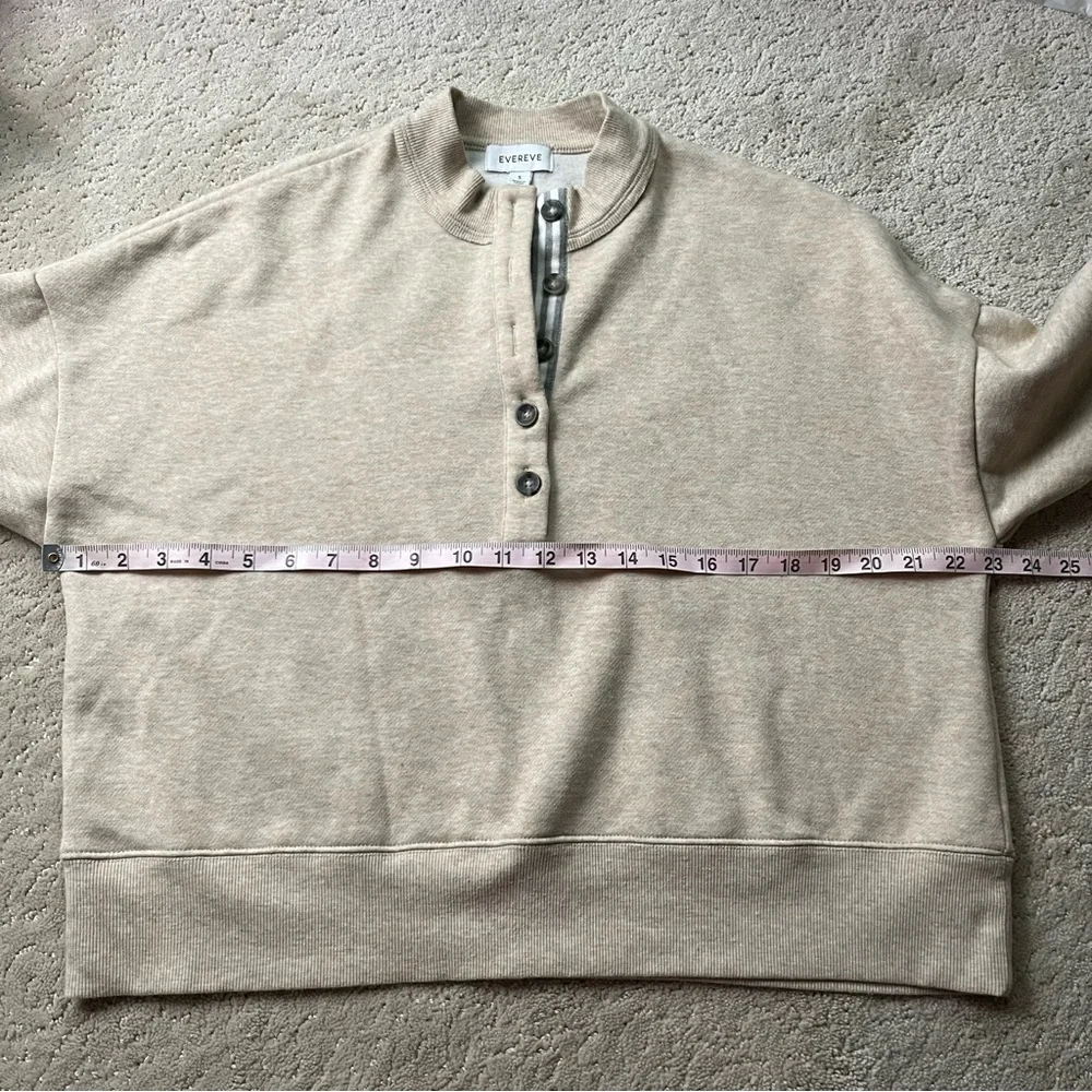 Evereve Taryn Taped Henley Sweatshirt Fleece Pullover S - Picture 8 of 9